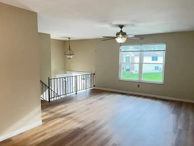 Bright living room with large window